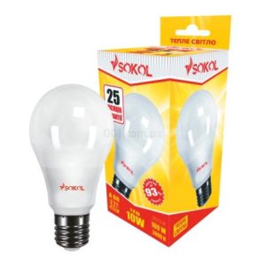 Світлодіодна (LED) лампа A60 10Вт 220В E27 3000К, Sokol