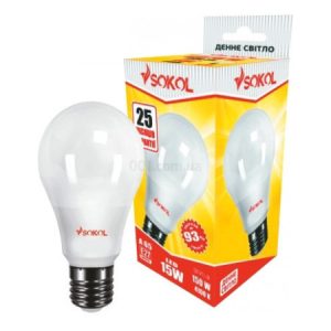 Світлодіодна (LED) лампа A65 15Вт 220В E27 4100К, Sokol