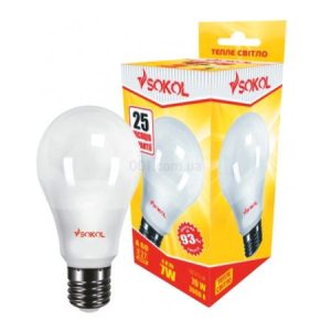 Світлодіодна (LED) лампа A60 7Вт 220В E27 3000К, Sokol