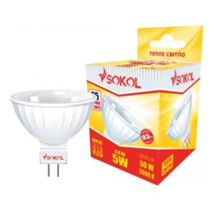 Світлодіодна (LED) лампа MR16 5Вт 220В 18 SMD G5.3 3000К, Sokol