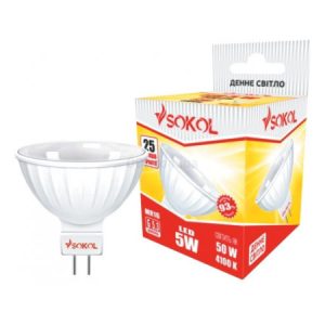 Світлодіодна (LED) лампа MR16 5Вт 220В 18 SMD G5.3 4100К, Sokol