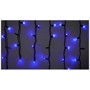 Гірлянда світлодіодна зовнішня ICICLE 75 LED 2×0,7м 18 flash синій/чорний IP44 EN, Delux
