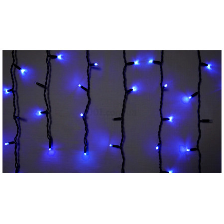 Гірлянда світлодіодна зовнішня ICICLE 75 LED 2×0,7м 18 flash синій/чорний IP44 EN, Delux