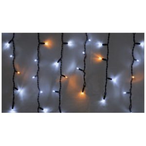 Гірлянда світлодіодна зовнішня ICICLE 75 LED 2×0,7м 18 жовтий flash білий/чорний IP44 EN, Delux
