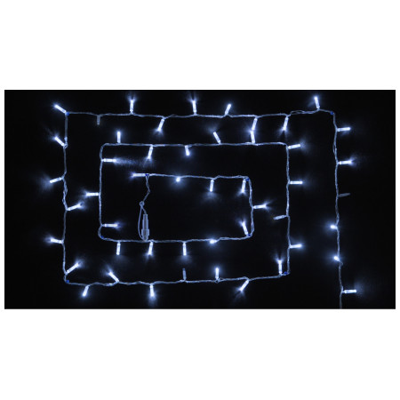 Гірлянда світлодіодна зовнішня STRING 100 LED 10м (2×5м) 20 flash білий/прозорий IP44 EN, Delux