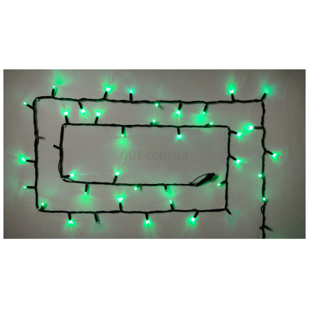 Гірлянда світлодіодна зовнішня STRING 100 LED 10м (2×5м) зелений/чорний IP44 EN, Delux