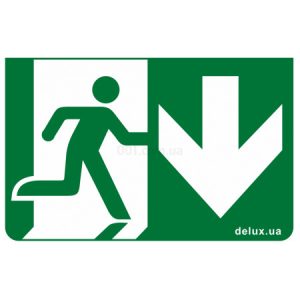 Піктограма (наліпка) 233×150мм Exit Down на світильник REL801, 802, Delux