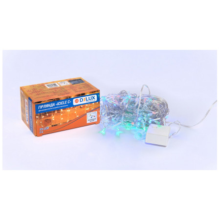 Гірлянда світлодіодна внутрішня ICICLE С 75 LED бахрома 2×0,7м мульти/прозорий IP20, Delux
