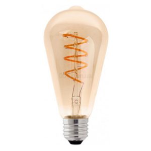 Світлодіодна (LED) лампа ST64 5Вт 2200K E27 amber spiral filament, Delux