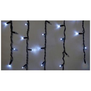 Гірлянда світлодіодна зовнішня ICICLE 75 LED 2×0,7м 18 flash білий/чорний IP44 EN, Delux