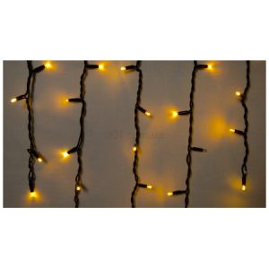 Гірлянда світлодіодна зовнішня ICICLE 75 LED 2×0,7м 18 flash жовтий/чорний IP44 EN, Delux