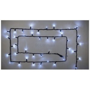 Гірлянда світлодіодна зовнішня STRING 100 LED 10м (2×5м) 20 flash білий/чорний IP44 EN, Delux