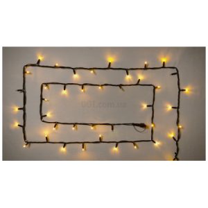 Гірлянда світлодіодна зовнішня STRING 100 LED 10м (2×5м) 20 flash жовтий/чорний IP44 EN, Delux