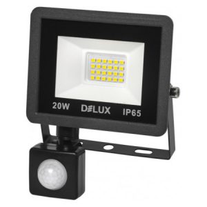 Прожектор світлодіодний 20Вт з датчиком руху 6500K IP65 чорний FMI 11 S LED, Delux