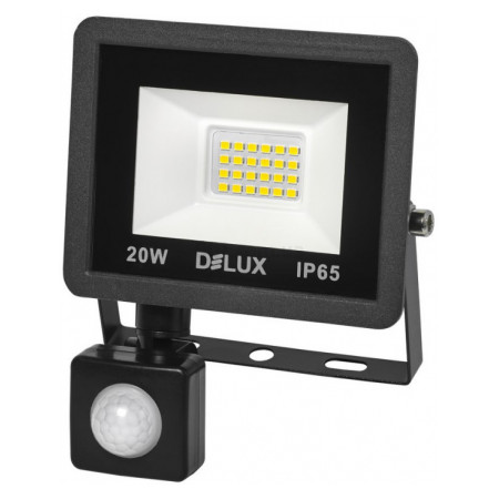 Прожектор світлодіодний 20Вт з датчиком руху 6500K IP65 чорний FMI 11 S LED, Delux