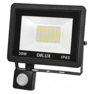 Прожектор світлодіодний 30Вт з датчиком руху 6500K IP65 чорний FMI 11 S LED, Delux
