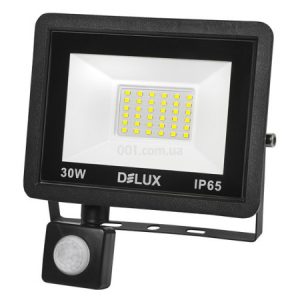 Прожектор світлодіодний 50Вт з датчиком руху 6500K IP65 чорний FMI 11 S LED, Delux
