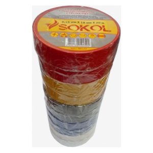 Ізоляційна стрічка 0,15мм×18мм×20м асорті, Sokol