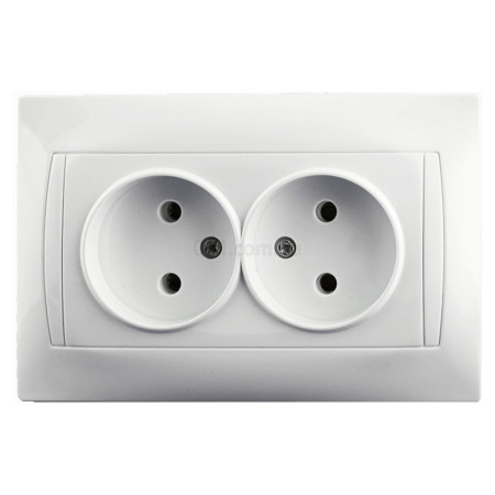 Розетка подвійна без заземлення біла серія Prestige, Erste