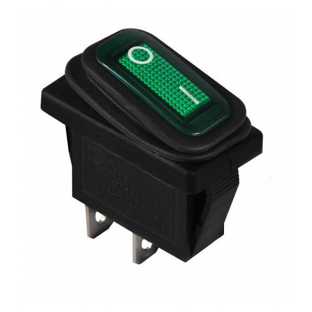 Перемикач KCD3-101W GR/B чорний з зеленою клавішою IP54, АСКО-УКРЕМ