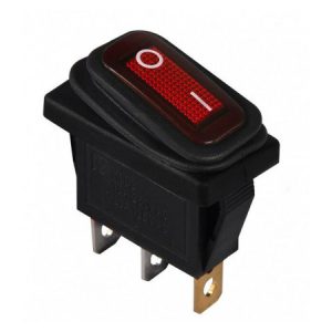 Перемикач KCD3-101WN R/B чорний з червоною клавішою з підсвічуванням IP54, АСКО-УКРЕМ