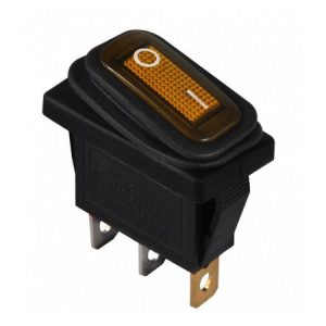 Перемикач KCD3-101WN YL/B чорний з жовтою клавішою з підсвічуванням IP54, АСКО-УКРЕМ
