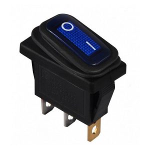 Перемикач KCD3-101WN BL/B чорний з синьою клавішою з підсвічуванням IP54, АСКО-УКРЕМ