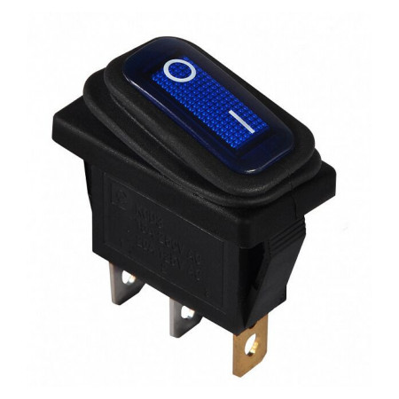 Перемикач KCD3-101WN BL/B чорний з синьою клавішою з підсвічуванням IP54, АСКО-УКРЕМ