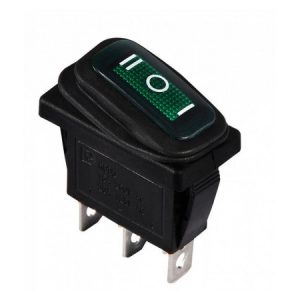 Перемикач KCD3-103W GR/B на 3 положення чорний з зеленою клавішою IP54, АСКО-УКРЕМ
