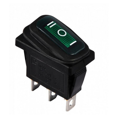 Перемикач KCD3-103W GR/B на 3 положення чорний з зеленою клавішою IP54, АСКО-УКРЕМ