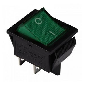 Перемикач KCD2-201N GR/B 2-полюсний чорний з зеленою клавішою з підсвічуванням, АСКО-УКРЕМ