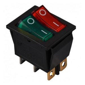 Перемикач KCD2-2101N GR+R/B чорний з зеленою і червоною клавішою з підсвічуванням, АСКО-УКРЕМ