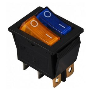 Перемикач KCD2-2101N BL+YL/B чорний з жовтою і синьою клавішою з підсвічуванням, АСКО-УКРЕМ