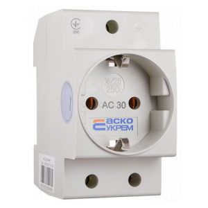 Розетка на DIN-рейку 2P+PE AC30, АСКО-УКРЕМ
