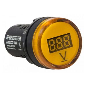 Вольтметр цифровий AD22-22 DVM 5-30В DC жовтий, АСКО-УКРЕМ