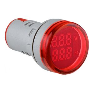 Вольтметр+частотомір цифровий U-ADM-VHz AC 50...500В / 5...99Гц під отвір ∅22мм круглий червоний, АСКО-УКРЕМ