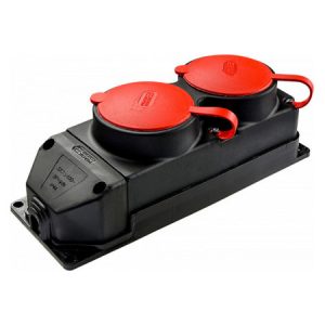 Розетка каучукова з захисними кришками 2-місна (2×25А 3P+PE) IP44, АСКО-УКРЕМ