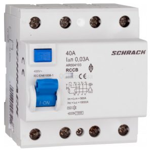 Пристрій захисного відключення (ПЗВ) AMPARO 10кА/30мА 4P 40А тип AC, SCHRACK (Австрія)