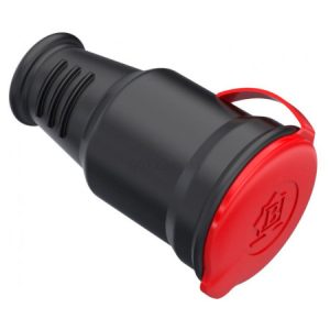 Розетка каучукова переносна з кришкою 3P+PE 25А IP44 чорна, Bemis