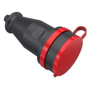 Розетка каучукова переносна з кришкою 3P+PE 32А IP44 чорна, Bemis