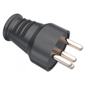 Вилка каучукова переносна 3P+PE 25А IP44 чорна, Byes