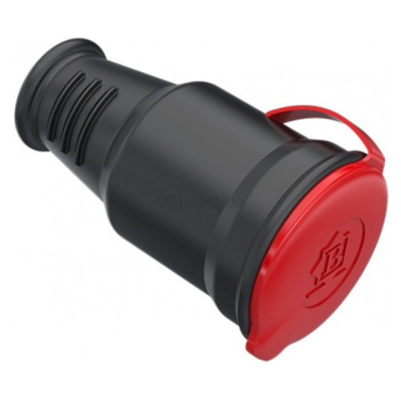 Розетка каучукова переносна з кришкою 3P+PE 25А IP55 чорна, Byes