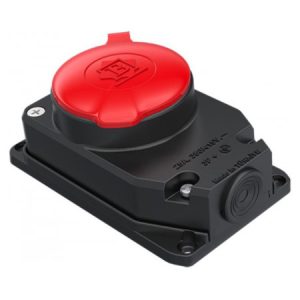 Розетка каучукова настінна з кришкою 3P+PE 25А IP55 чорна, Byes