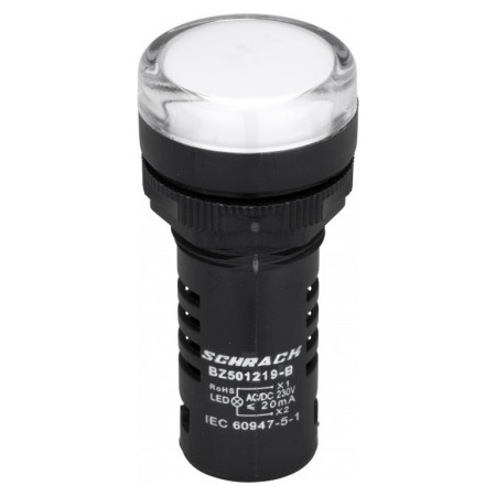 Світлосигнальний індикатор LED 230В AC білий, SCHRACK (Австрія)