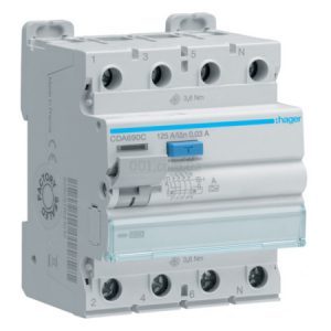 Пристрій захисного відключення (ПЗВ) CDA690C 4P 10kA 125A 30mA тип A, Hager