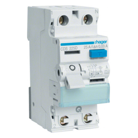 Пристрій захисного відключення (ПЗВ) QC 2P 25A 30mA тип A, Hager