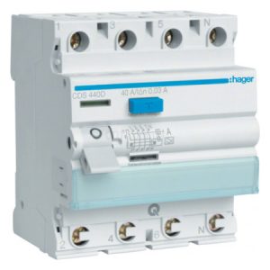 Пристрій захисного відключення (ПЗВ) QC 4P 40A 30mA тип A, Hager