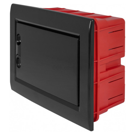 Корпус пластиковий на 8 модулів e.plbox.pro.w.08b.black вбудований чорний з непрозорими дверцятами IP40, E.NEXT