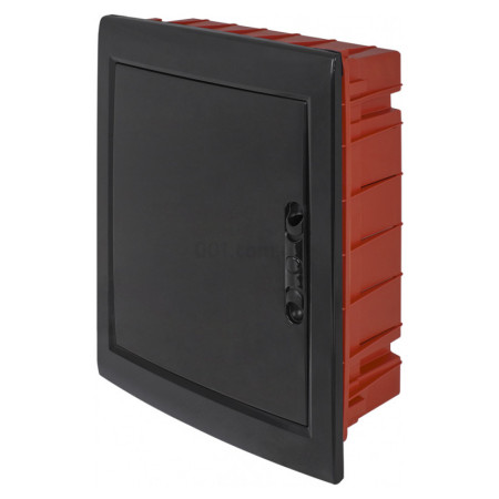 Корпус пластиковий на 24 модулів e.plbox.pro.w.24b.black вбудований чорний з непрозорими дверцятами IP40, E.NEXT