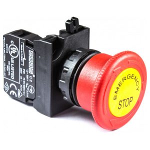 Кнопка "грибок" EMERGENCY STOP d=40мм з фіксацією (повернення поворотом) 1НЗ пластик IP65 (серія CP), EMAS